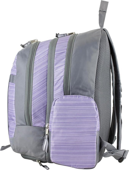 Eastsport Extra Large Backpack Expandable Oversized For Travel Hiking Work Camping Sports Outdoors With Drawstring Bag 18x13.5x9.5 Mochila De Viaje Lilac Stripes