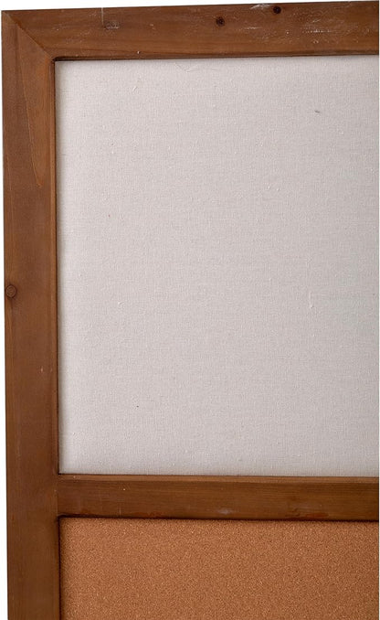 SOFE Large Cork Board Linen Pin Board Combo, Wood Framed Bulletin Board 36" X 24" Picture Board, Photo Wall Display, Vision Board Rustic Memo Board for Home Kitchen Office School