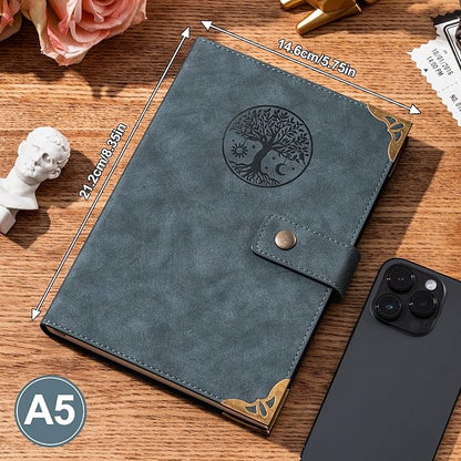 Tree of Life Journal for Women Journals for Writing 260 Lined Pages Hardcover Leather Journal Notebooks for Men, 5.7”x8.3”, Blue
