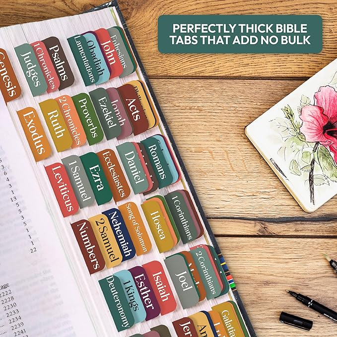 Bible Tabs for Women, Men, Kids, 90 Large Print Bible Index Tabs for Study Bible, Laminated Easy-to-Read Label, Christian Gift for Church, Boho