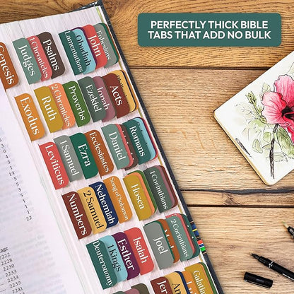 Bible Tabs for Women, Men, Kids, 90 Large Print Bible Index Tabs for Study Bible, Laminated Easy-to-Read Label, Christian Gift for Church, Boho