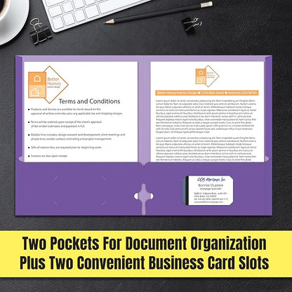 2 Pocket Folders, Assorted 7 Vibrant Colors with Complementing Interior Colors, Fits Letter Size Paper, for School, Office, Home (3 Hole Punched, 25)