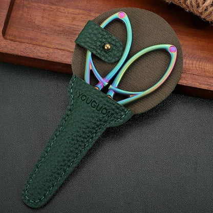 Embroidery Scissors Sheath Protector Craft Scissors Storage Cover Leather Case, 2Pieces Green