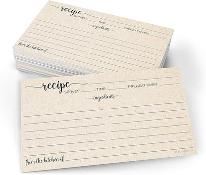321Done Small Rustic Recipe Cards (Set of 50) From the Kitchen Of 3x5 Kraft Tan Minimalist for Wedding, Bridal Shower Double-Sided - Made in USA