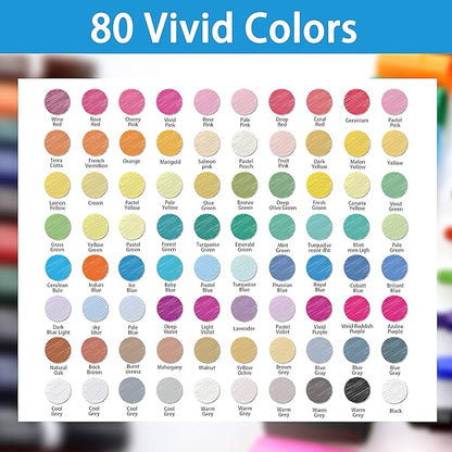 ABEIER 81 Colors Alcohol Markers Brush Tip, Brush & Chisel Dual Tip Sketch Markers for Artists, Plus 1 Blender Marker, Permanent Sketch Markers for Kids, Adults Coloring and Artist Illustration