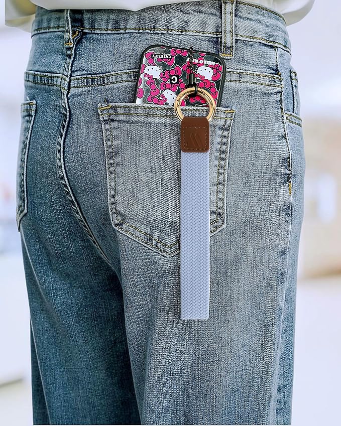 Wristlet Keychain for Women Stretchy Wrist Keychain Lanyard for Phone Case Wallet Id Card Badges (Standard - Mist Blue)