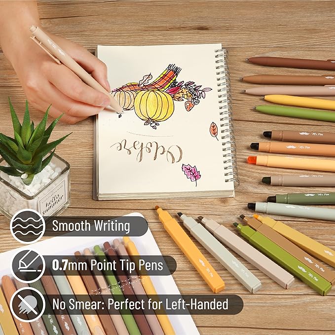 Mr. Pen Aesthetic Highlighters and Gel Pens, 18 Pack, Earth Tone and Vintage Color Bible Highlighter No Bleed