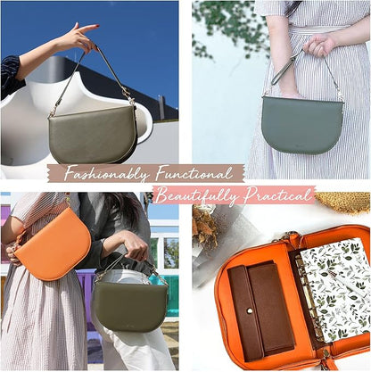 The Luna Premium Leather Journal Cover with 3 Detachable Notebooks & A Metal Ballpoint Pen - Compatible with A6 6-Ring Binder - Gift for Women - Journal Gift Set for Birthday