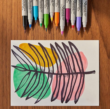 Sharpie Brush Twin Permanent Markers, Brush Tip Marker and Ultra Fine Tip Marker, Assorted, 12 Count