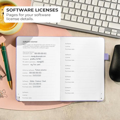 Clever Fox Password Book with Alphabetical tabs. Internet Address Organizer Logbook. Medium Password Keeper for Website Logins (Lavender)