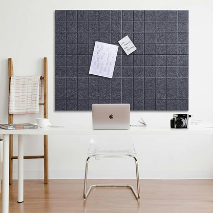 Large Cork Board for Wall 48" X 36", 12 Pack Felt Wall Tiles Bulletin Board Cork Boards for Walls, Felt Board Pin Board Tack Board Corkboard for Office (Drak Grey)