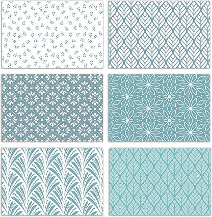 Better Office Products 100-Pack All Occasion Greeting Cards, Assorted Blank Note Cards, 4 x 6 inch, 6 Blue Hue Floral Designs, Blank Inside, with Envelopes, 100 Pack