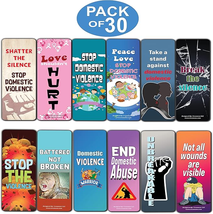 Domestic Violence Bookmarks Cards Bookmarks (30-Pack) – Daily Inspirational Card Set – Interesting Book Page Clippers – Great Gifts for Adults and Book Readers
