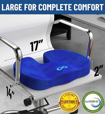 Everlasting Comfort Doctor Recommended Memory Foam Seat Cushions for Office Chairs - HSA FSA Eligible Tailbone Pain Relief Cushion, Sciatica & Back Support, Office Chair Cushion & Car Seat Cushion