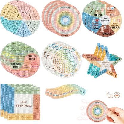H1vojoxo 24PCS Anxiety Sensory Stickers Anti Stress Textured Sensory Stickers Tactile Textured Mindfulness Sticker for Desk and Phone Stress Anxiety Relief Adhesive for Kids Adult School Counselor