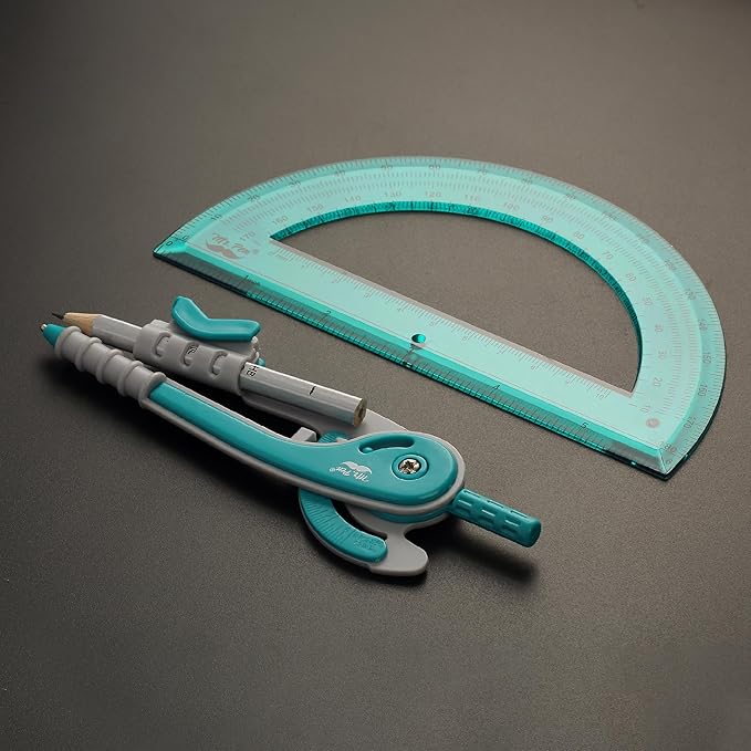Mr. Pen- Compass and Protractor Set, Green, Compass Geometry Tool, Protractor and Compass Set, Compass Drawing Tool, Drawing Compass, Protractor Set, Geometry Compass, Math Compass for Geometry