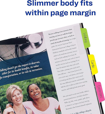 Avery Ultratabs Repositionable Margin Tabs, Two-Side Writable Index Tabs, 21/2" X 1", Assorted Primary Colours, 48 Tabs (74866)