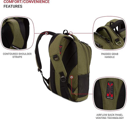 SwissGear Cecil 5505 Laptop Backpack, Olive, 18-Inch