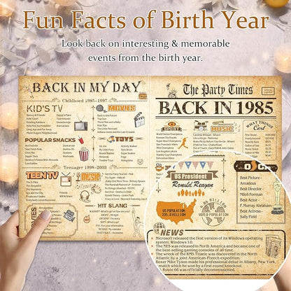 40th Birthday Card for Men Women, 3D Pop Up 40th Birthday Gifts Cards for Him Her, Back In 1985 Funny 40 Year Old Birthday Decorations, Classy Vintage