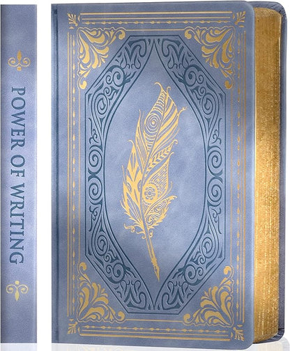 CAGIE 320 Pages Thick Hardcover Journaling Notebooks Vintage Leather Journal for Women Men A5 College Ruled Journals for Writing with Gift Box, 5.7 x 8.3 in, Light Blue