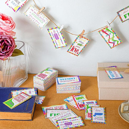 Jinei 300 Inspirational Affirmation Cards Positive Motivational Cards Small Mini Encouragement Quotes for Women Mother's Day Church(Rainbow Style)