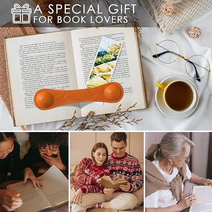 KINIVA Leather Weighted Bookmarks Book Weight Page Holder for Reading,Book Open Holder for Kids Adult,Gifts for Reader (01 Brown)