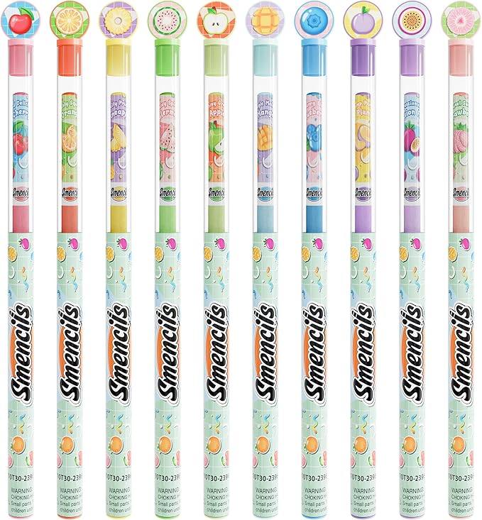 Pastel Colored Smencils - Patented Gourmet Scented Colored Pencils made from Recycled Newspapers, 10 Count, Gifts for Kids, School Supplies, Classroom Rewards