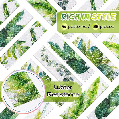 36 Pieces Anxiety Sensory Stickers Cute Fidget Textured Strips Toys Anti Stress Tactile Rough Sensory Calm Textured Strips Adhesives Anxiety Relief for Adults Teens Desk Classroom (Leaves Style)