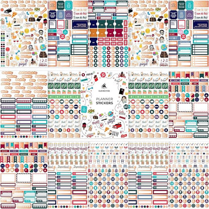 Clever Fox Planner Stickers – Monthly, Weekly & Daily Planner Stickers 14 Sheets Set of 1360+ Unique Stickers by Clever Fox (Value Pack)