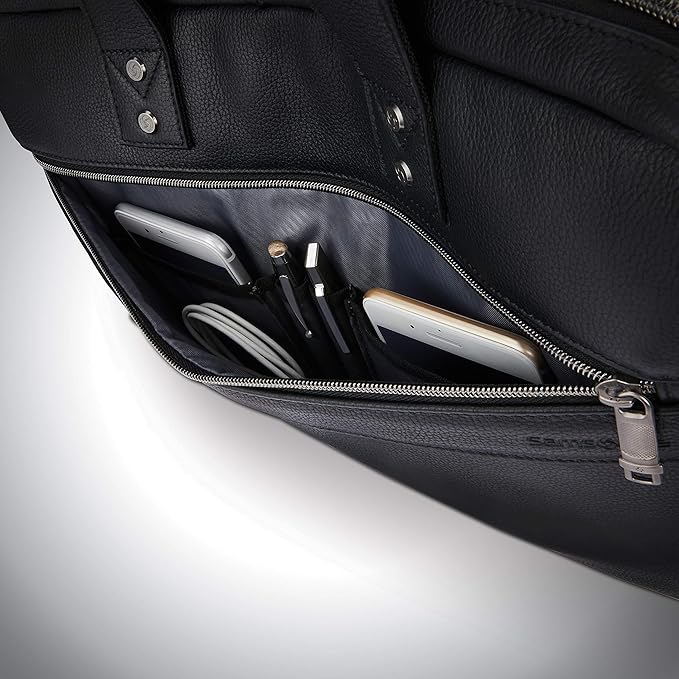 Samsonite Classic Leather Slim Brief, Black, One Size