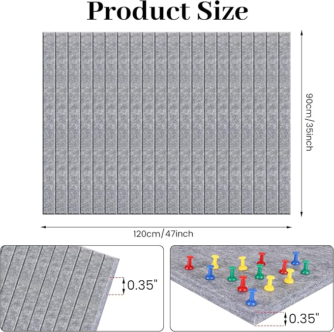 Large Cork Board for Office Light Grey Felt Board Alternative-12 Pack Felt Wall Tiles for Office Wall Decor,Felt Bulletin Board Tiles,Push pin Board Wall Organizer for Office