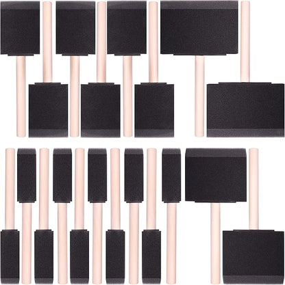 20 Piece Flat Flexible Poly Foam Bevel-Tipped Brush Set with Wooden Handles Ideal for Applying Paint, Oil-Based Paints, Stain, Varnish, Enamel, Latex Paint Smooth Surfaces & Arts & Crafts