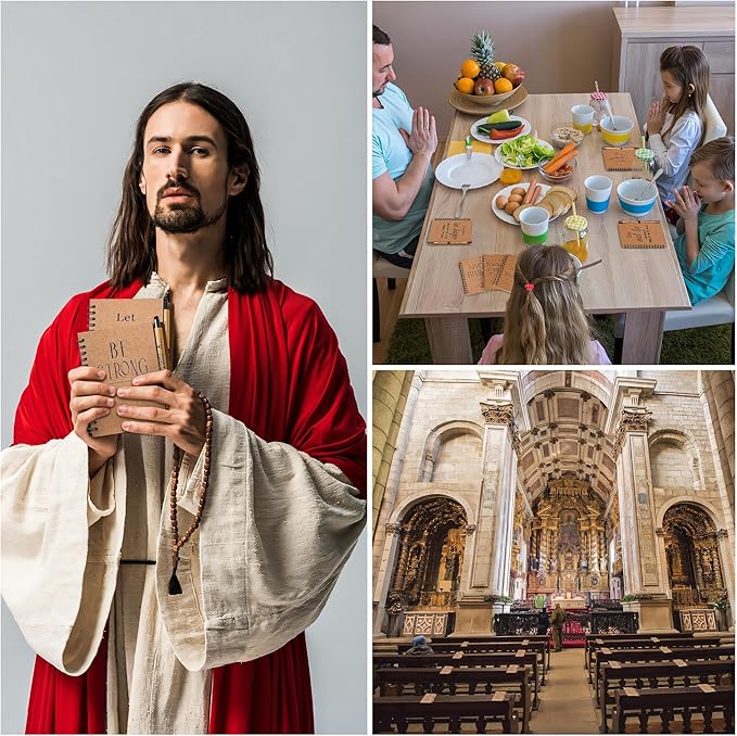 INSADA 30 Sets Bulk Christian Spiral Notebooks with Bamboo Pen Prayer Journal, Small Notepad (5.43”x4.33”) - Easter Gifts for Church Members, Bible Study Groups & Church Families