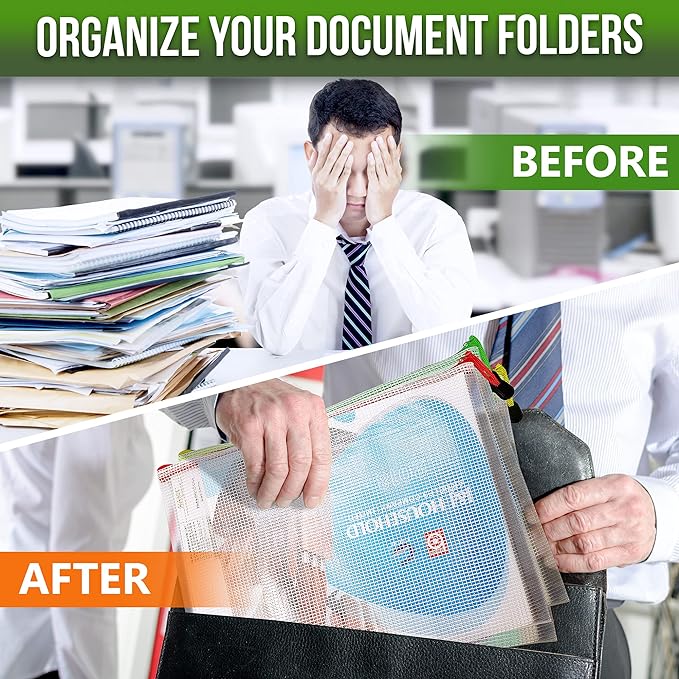 10 Pack Mesh Zipper Pouch Bags 10x14 inch - Plastic Zipper Pouches for Organizing - Document Bags With Zipper - Letter Size Zipper Pouch - Document Pouch With Zipper - Mesh Pouch With Zipper