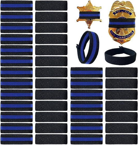 CREATRILL 40 Pack Police Mourning Band Stripe Police Officer Badge Shield Funeral Honor Guard Straps for Badge Size of 1.4" to 2.4", 2 Styles(20 Pack Black + 20 Pack Thin Blue Line)