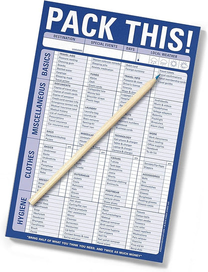 Knock Knock Pack This! Pad Packing List Notepad, 6 x 9-inches