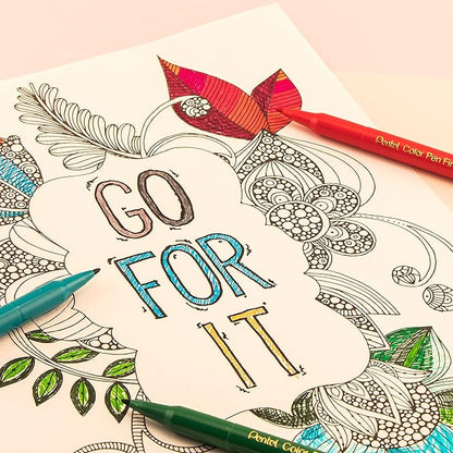 Pentel Color Pen, Fine Point Color Markers, Fiber Tip, Assorted Colors, Set of 18 (S360-18) (Pack of 1, 18 Count Total)