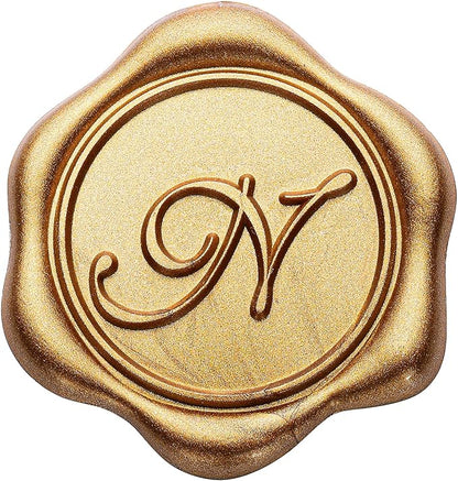 Yoption Initial N Wax Seal Stickers, 100 Pack Antique Gold Letter Self Adhesive Envelope Sealing Stickers for Wedding Party Birthday Christmas (N)