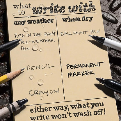 Rite in the Rain Weatherproof Top Spiral Notebook, 3" x 5", Brown Cover, Universal Pattern, 3 Pack (No. 435-3X)