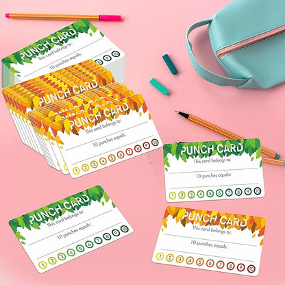 102 PCS Punch Cards, Incentive Reward Card Student Awards Loyalty Cards for Business, Classroom, Kids Behavior, Students, Teachers, 3.5” x 2”, 2 Styles