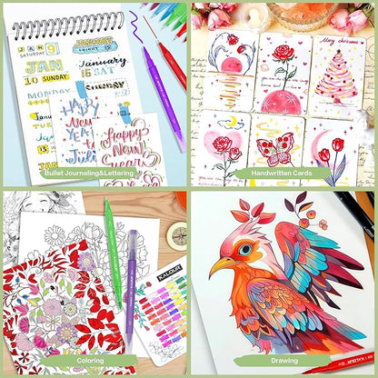 Kalour 72 Colors Art Markers Pens,Dual Tip (Brush and Fine Point),Color Number and Color Name,Art Marker for Coloring Lettering Calligraphy Drawing Journaling,Coloring Art Gift for Adult Beginner Kids