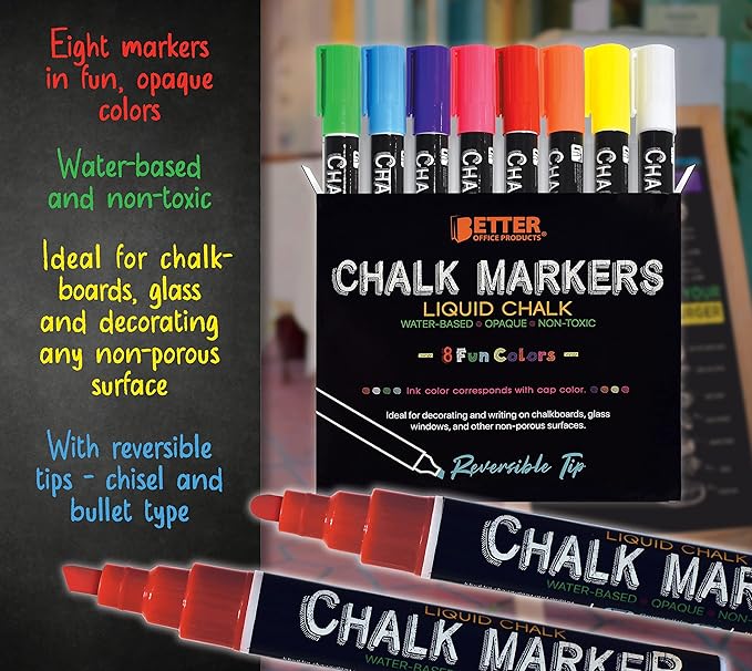 Better Office Products Magnetic A-Frame Chalkboard Sign, Extra Large 20" x 40", Standing Chalkboard Easel, Deluxe Set with Multiple Accessories, Outdoor Sidewalk Sandwich Board Sign,(Whitewash)