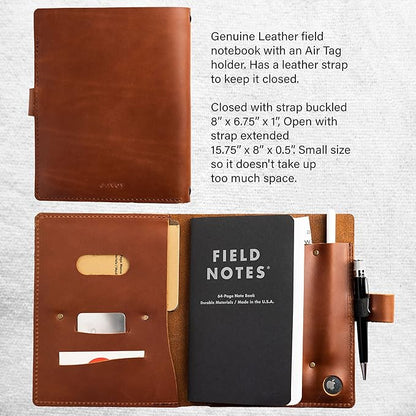 Portfolio Binder for Men and Women, Tech Portfolio Organizer for Business, Leather Folio Canvas Notebook with Air Tag, Apple Pencil, Phone, Cards