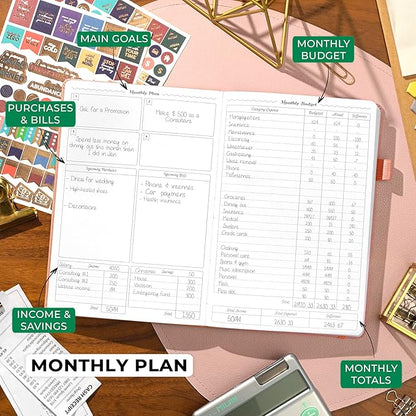 GoGirl Budget Planner – Monthly Financial Planner Organizer Budget Book. Expense Tracker Notebook Journal to Control Money, Compact (Peach Pink)