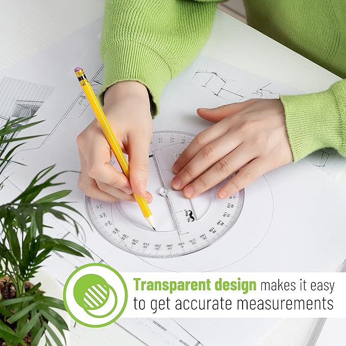 Mr. Pen- Protractor, Pack of 2, 2Inch, Protactor 360 Degree, Protractor Set, Protractor Ruler, Drafting Tools, Circle Protractor, Protractors Classroom Set, Large Protractor, Math Geometry Set