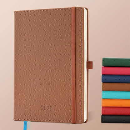 Weekly Monthly 2026 Planner (Jan.26-Dec.26),8.5"x6.5",12 Months Agenda Plan with Month Tabs & Pocket,Expenses/Note Pages, Appointment Book Calendar with Hardcover Vegan Leather Cover,Brown