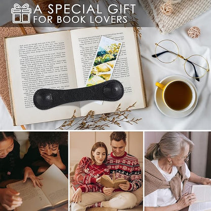 KINIVA Leather Weighted Bookmarks Book Weight Page Holder for Reading,Book Open Holder for Kids Adult,Gifts for Reader (01 Black)