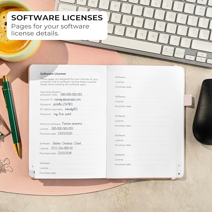 Clever Fox Password Book with Alphabetical tabs. Internet Address Organizer Logbook. Medium Password Keeper for Website Logins (Rose Gold)