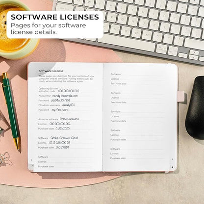 Clever Fox Password Book with Alphabetical tabs. Internet Address Organizer Logbook. Medium Password Keeper for Website Logins (Rose Gold)