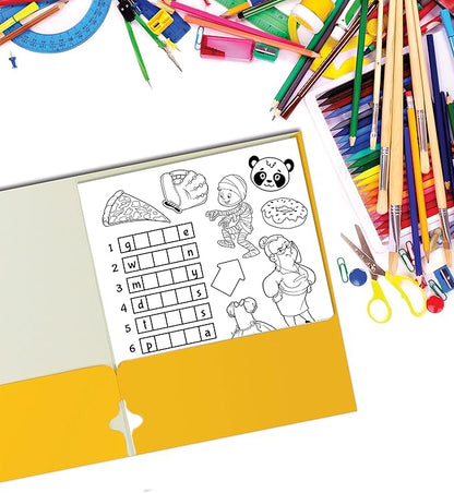 Better Office Products Two Pocket Portfolio Folders, 50-Pack, Yellow, Letter Size Paper Folders, 50 Pieces, Yellow